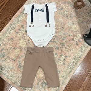 Charming White and Tan Baby Set